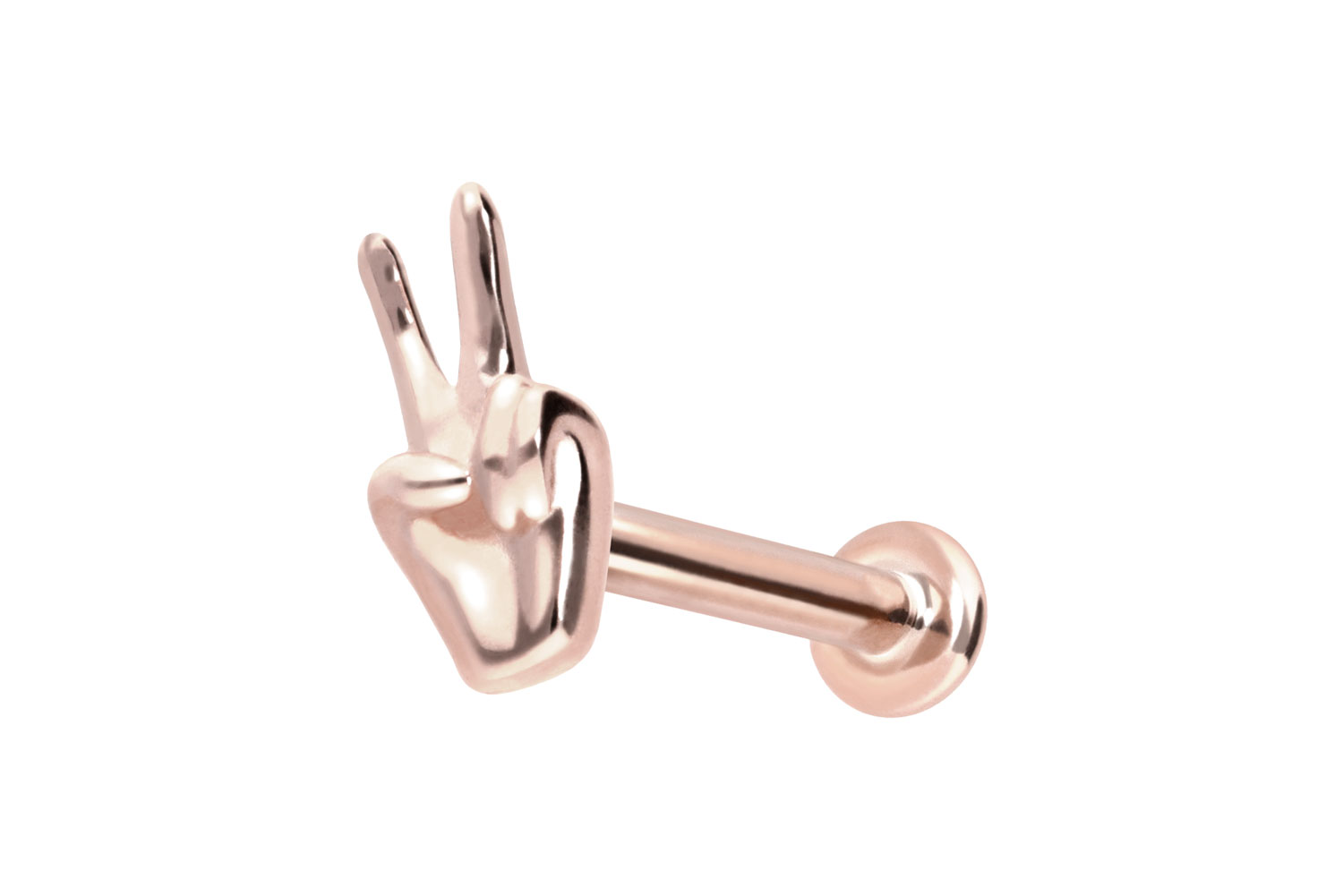 14 Karat Gold Labret Piercing mit Push Fit PEACE-ZEICHEN